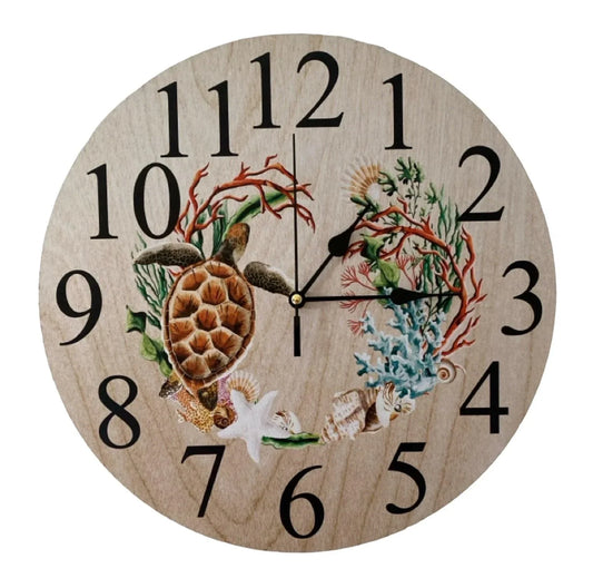 Clock Wall Turtle Ocean Beach Sea House 30cm 60cm Aussie Made - The Renmy Store Homewares & Gifts