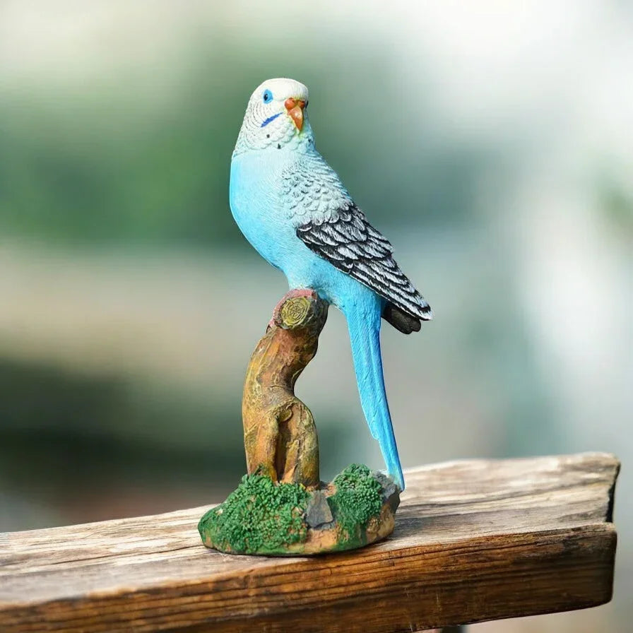 Budgie Ornament Figurine Blue or Green approx 8x7x16cm