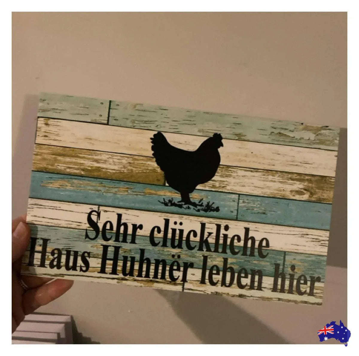 Chicken Hen Custom Personalised Sign Rustic Blue - The Renmy Store Homewares & Gifts