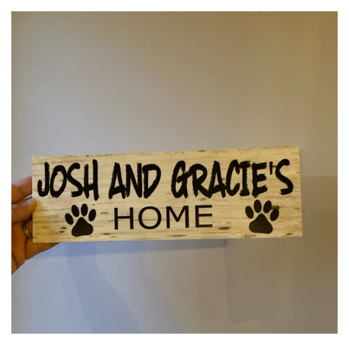 Custom Dog Kennel Sign or Sticker | Personalised Paw Print Pet Sign | Timber Look Acrylic | Aussie Made