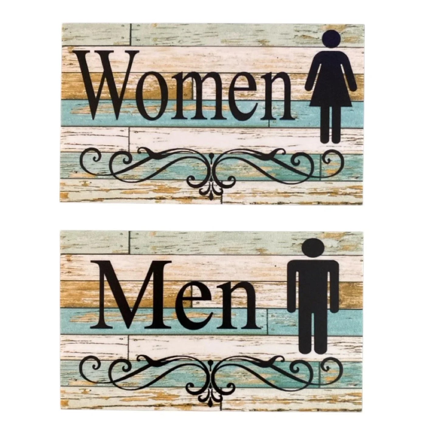 Toilet Door Men Women Rustic Blue Sign - The Renmy Store Homewares & Gifts