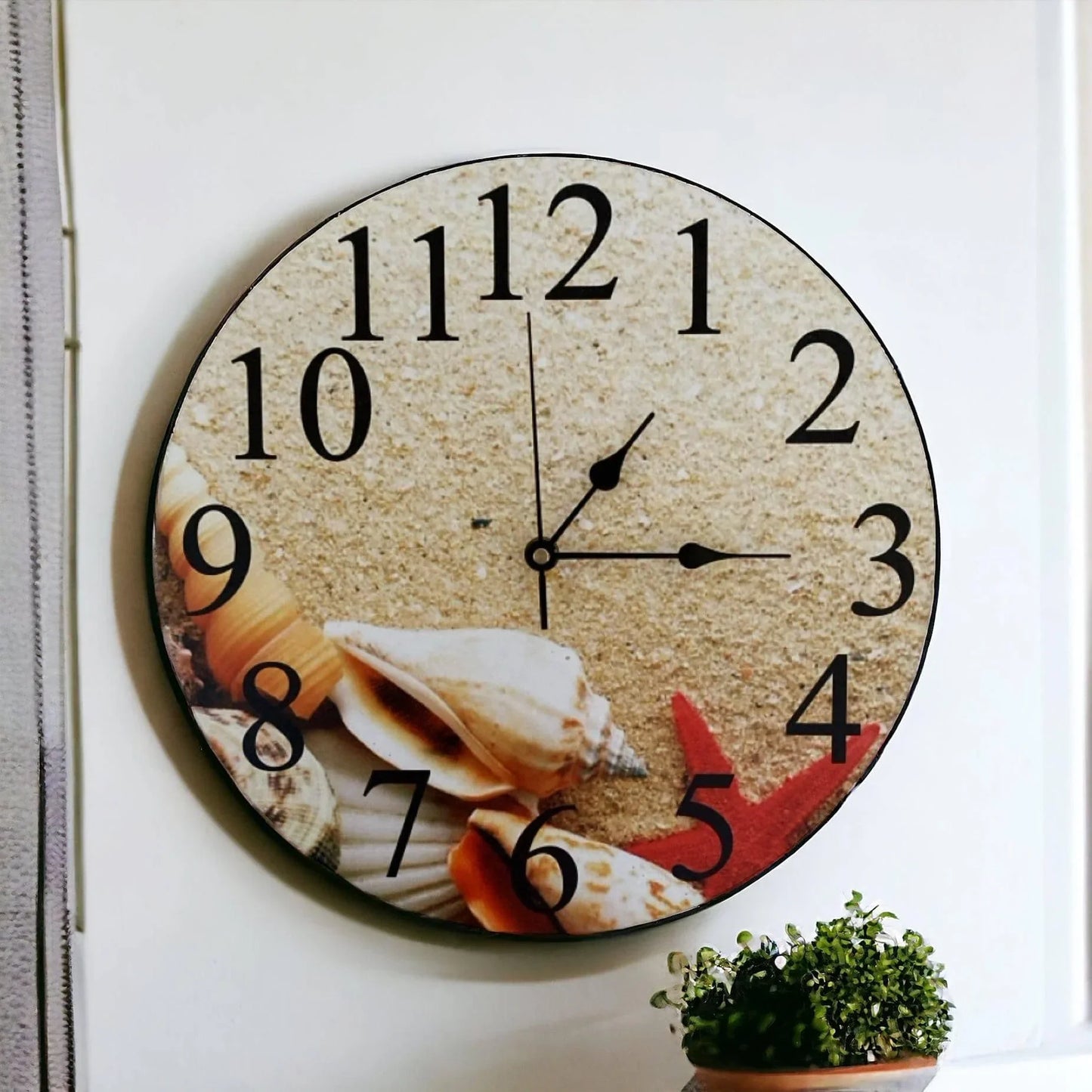 Clock Wall Ocean Beachside Shell Aussie Made - The Renmy Store Homewares & Gifts