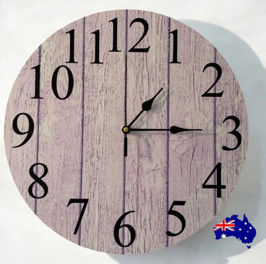 Clock Wall Purple Timber 30cm or 60cm Aussie Made - The Renmy Store Homewares & Gifts