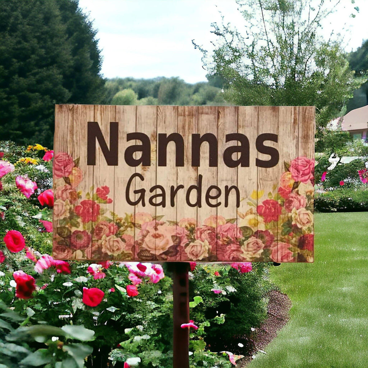 Nannas Garden Floral Rose Sign - The Renmy Store Homewares & Gifts