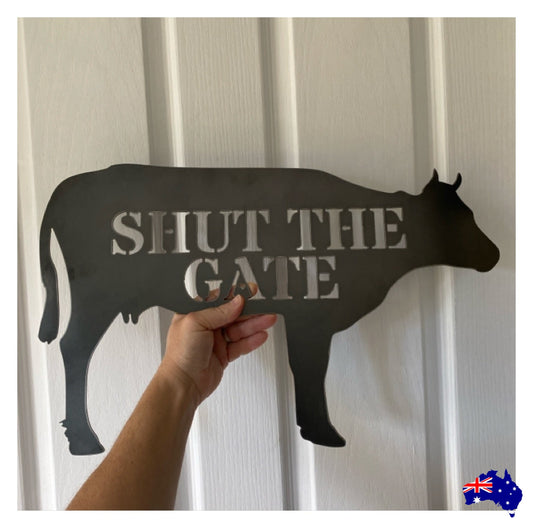 Custom Cow Gate Sign - Personalised Rusty Metal Steel Sign - Australian Made
