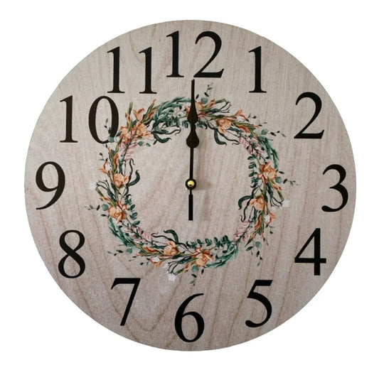 Clock Wall Country Floral Wreath Aussie Made - The Renmy Store Homewares & Gifts