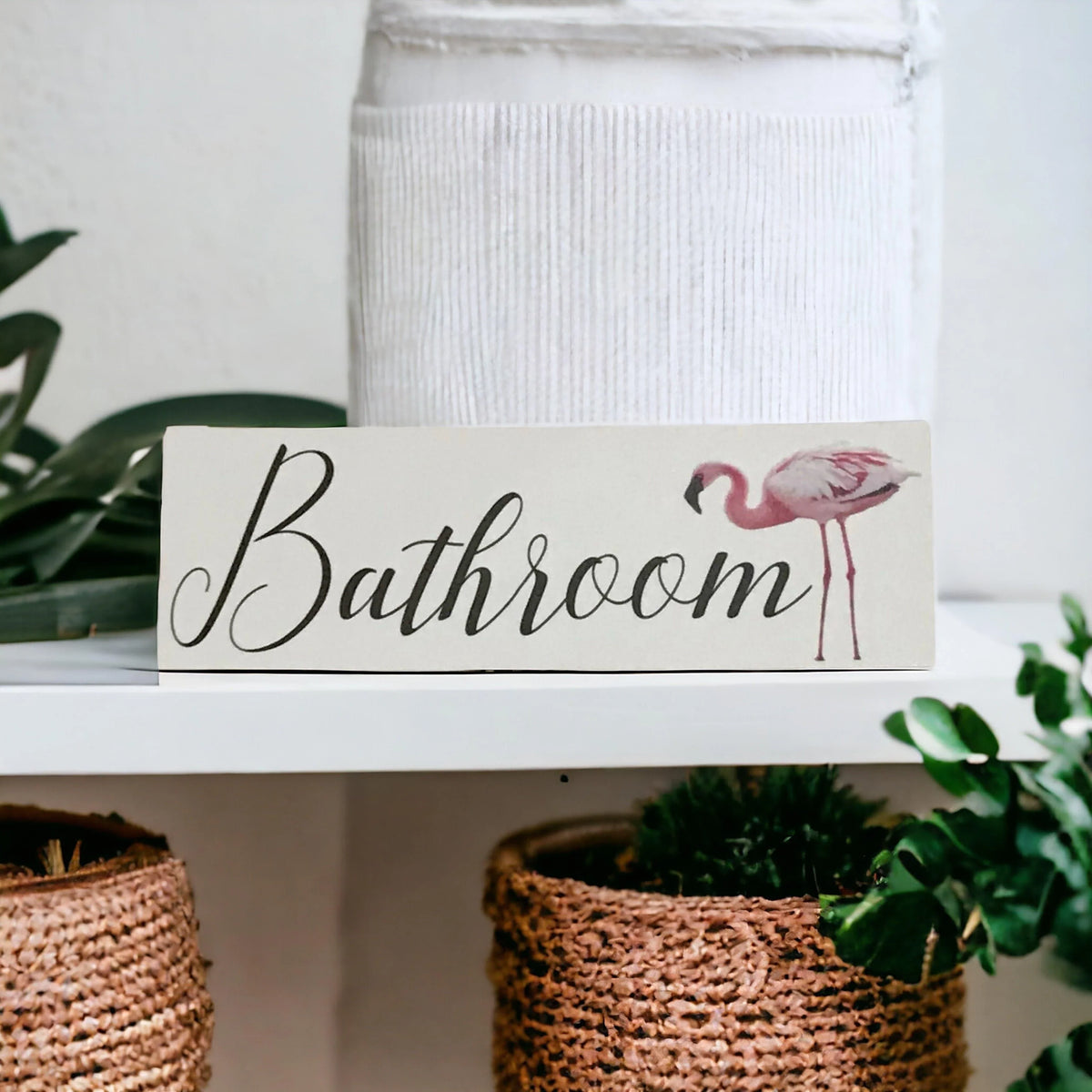 Pink Flamingo Toilet Laundry Bathroom Door Sign - The Renmy Store Homewares & Gifts