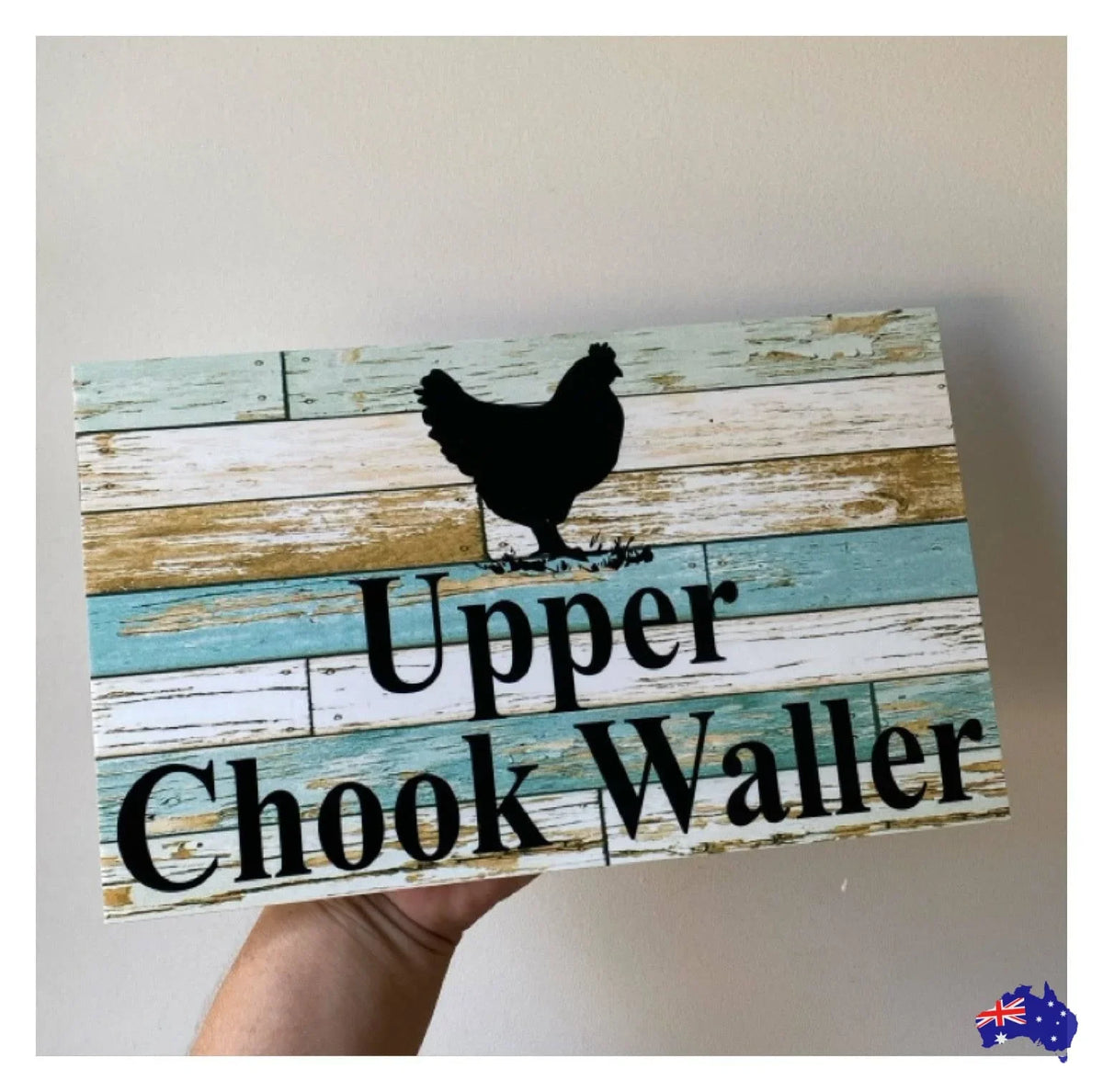 Chicken Hen Custom Personalised Sign Rustic Blue - The Renmy Store Homewares & Gifts