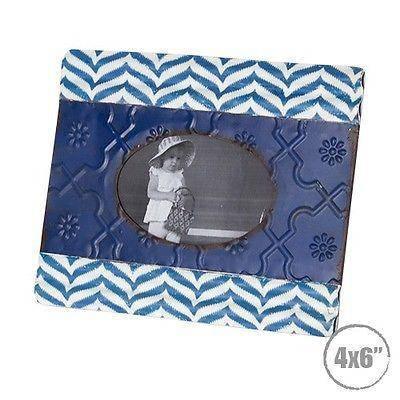 Photo Frame Royal Blue Metal Tin Patten Antique Vintage Retro Country - Royal - The Renmy Store Homewares & Gifts