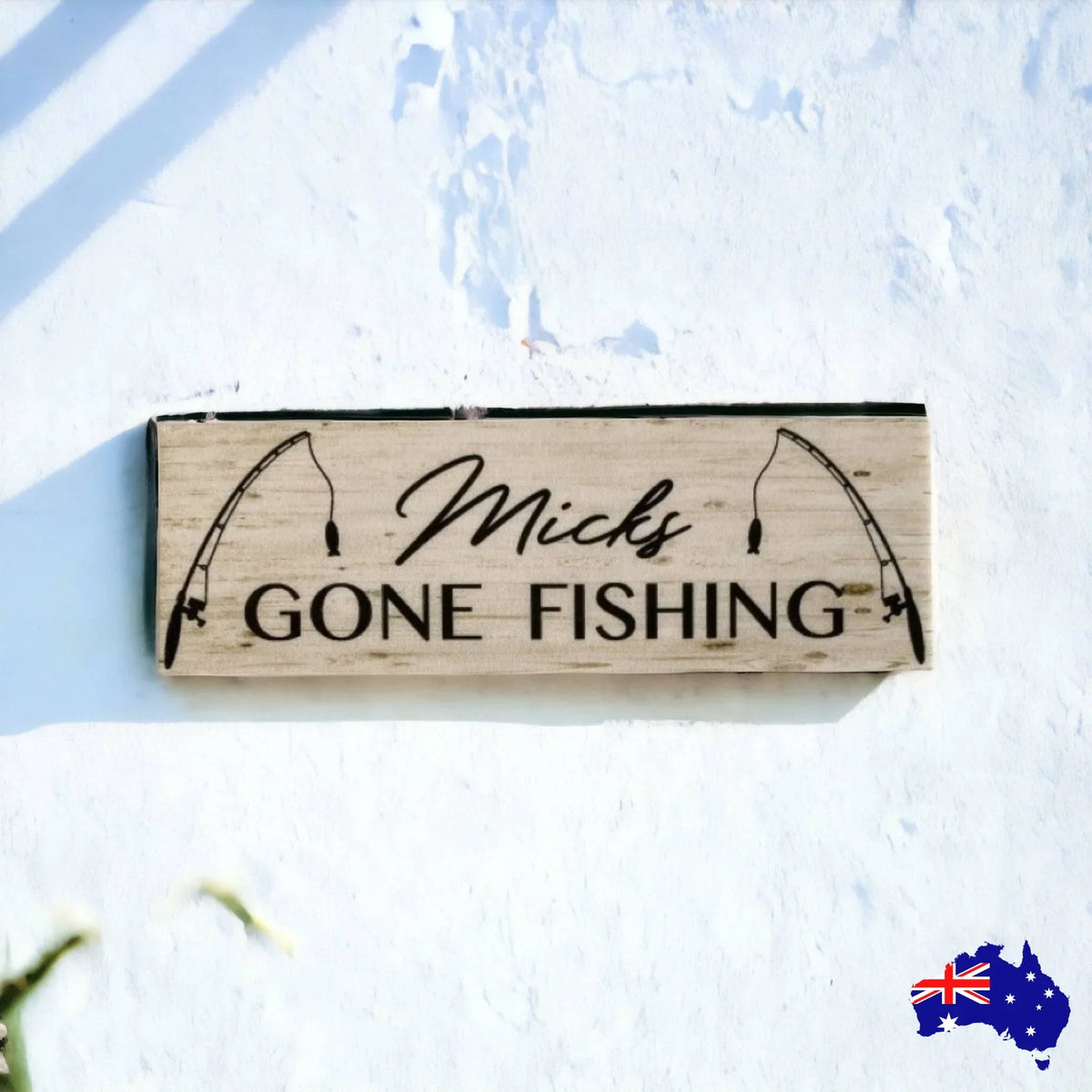 Gone Fishing Rustic Personalised Custom Sign - The Renmy Store Homewares & Gifts
