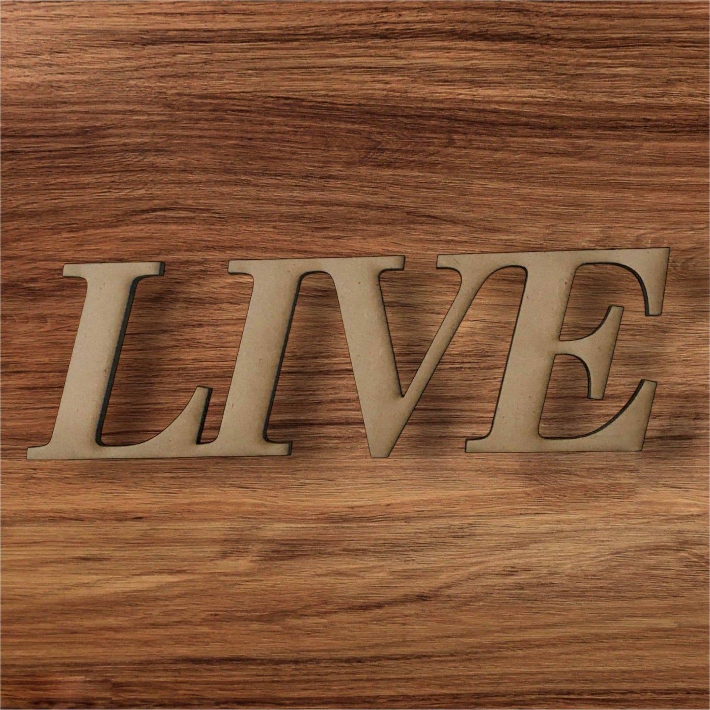 Live MDF Shape Word Raw Wooden Wall Art - The Renmy Store Homewares & Gifts