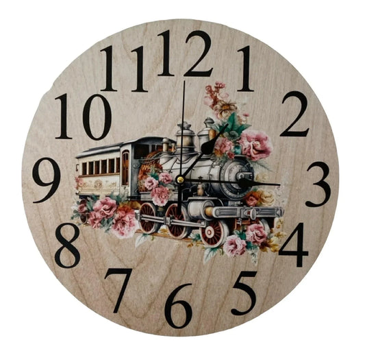 Clock Wall Floral Train Shabby Chic Aussie Made - The Renmy Store Homewares & Gifts