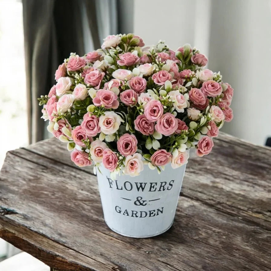 Rose 15 Bouquet Vase Decoration Artificial Flower
