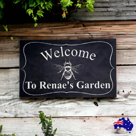 Welcome Personalised Custom Garden Bee Sign - The Renmy Store Homewares & Gifts