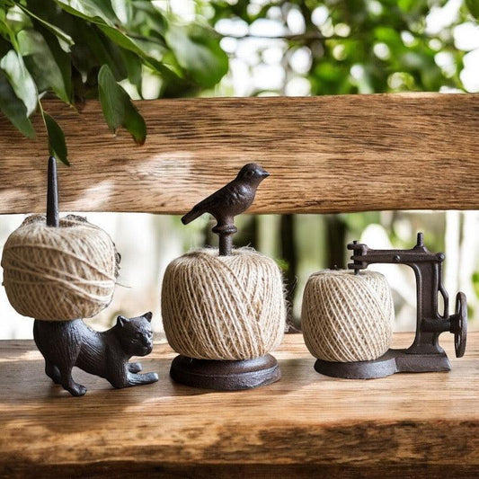 String Holder Cast Iron Sewing Machine Bird Cat - The Renmy Store Homewares & Gifts