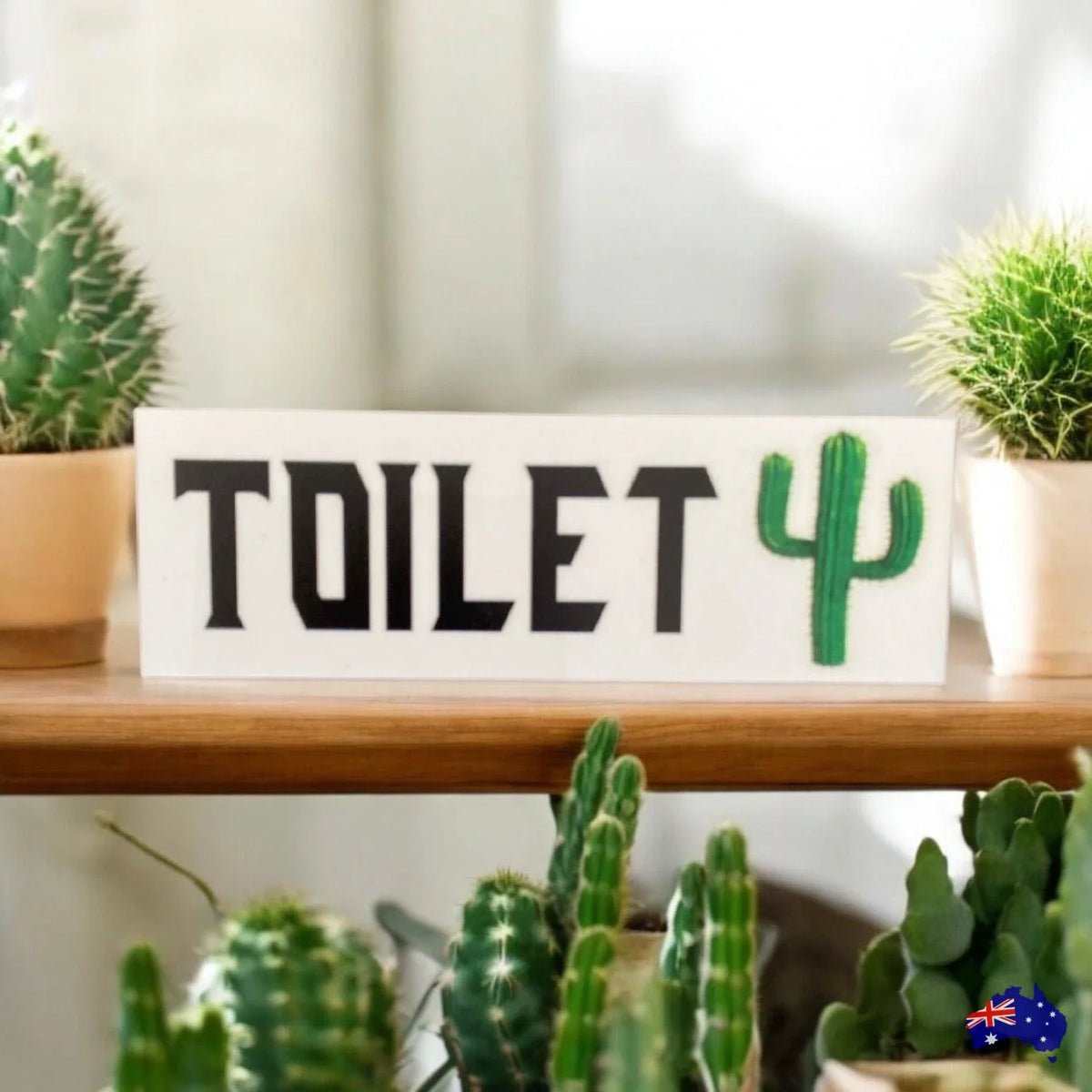 Cactus Toilet Laundry Bathroom Door Sign - The Renmy Store Homewares & Gifts