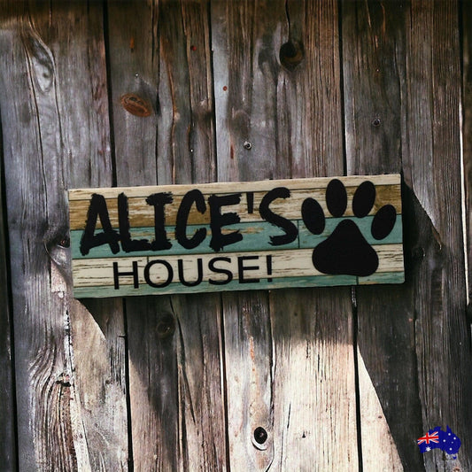 Dog Kennel House Custom Personalised Blue Pets Name Sign - The Renmy Store Homewares & Gifts