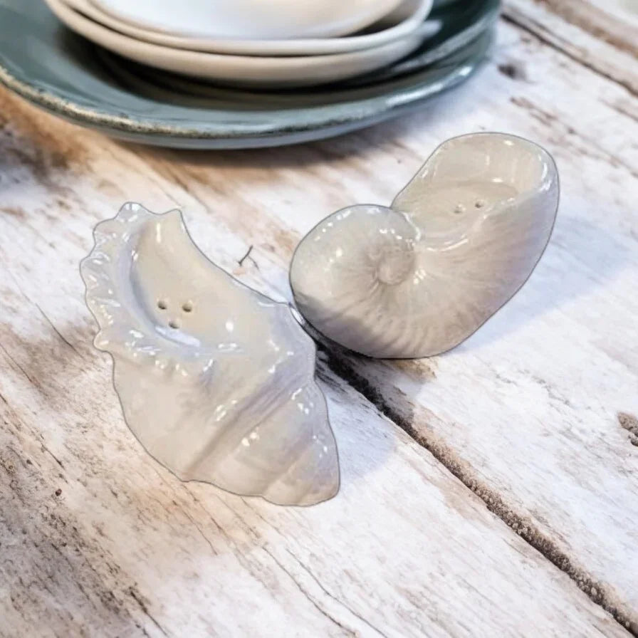 Salt Pepper Shaker Set Shell Coastal Beach - The Renmy Store Homewares & Gifts