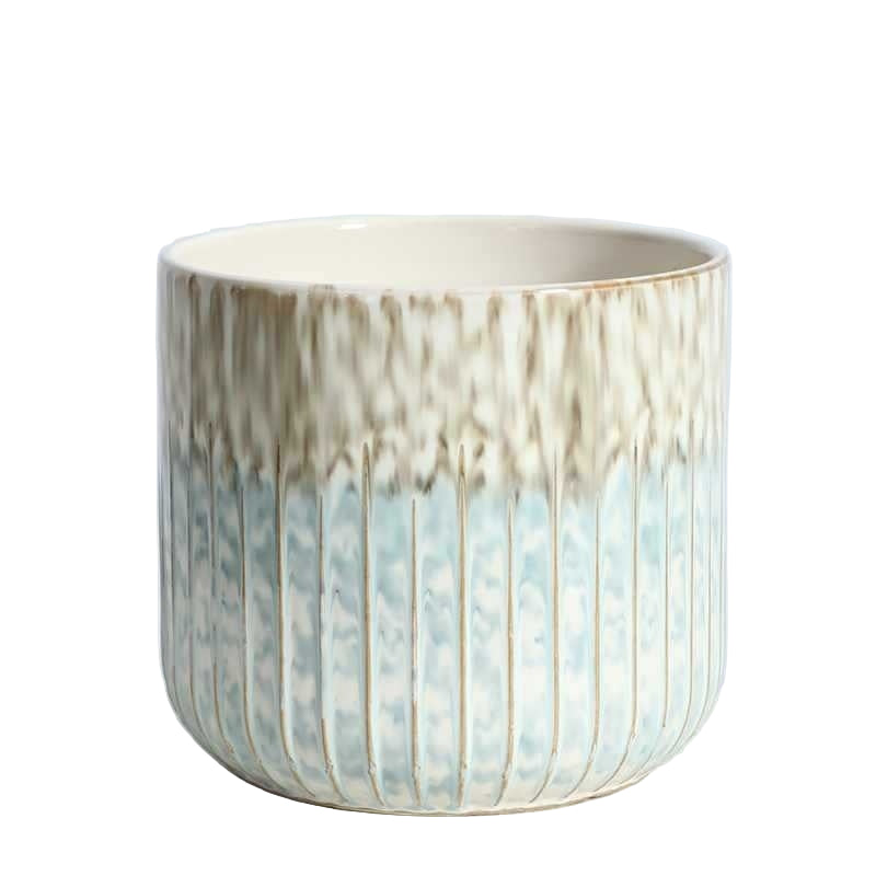 Planter Pot Coastal Blue Grey Aqua Garden Luxury