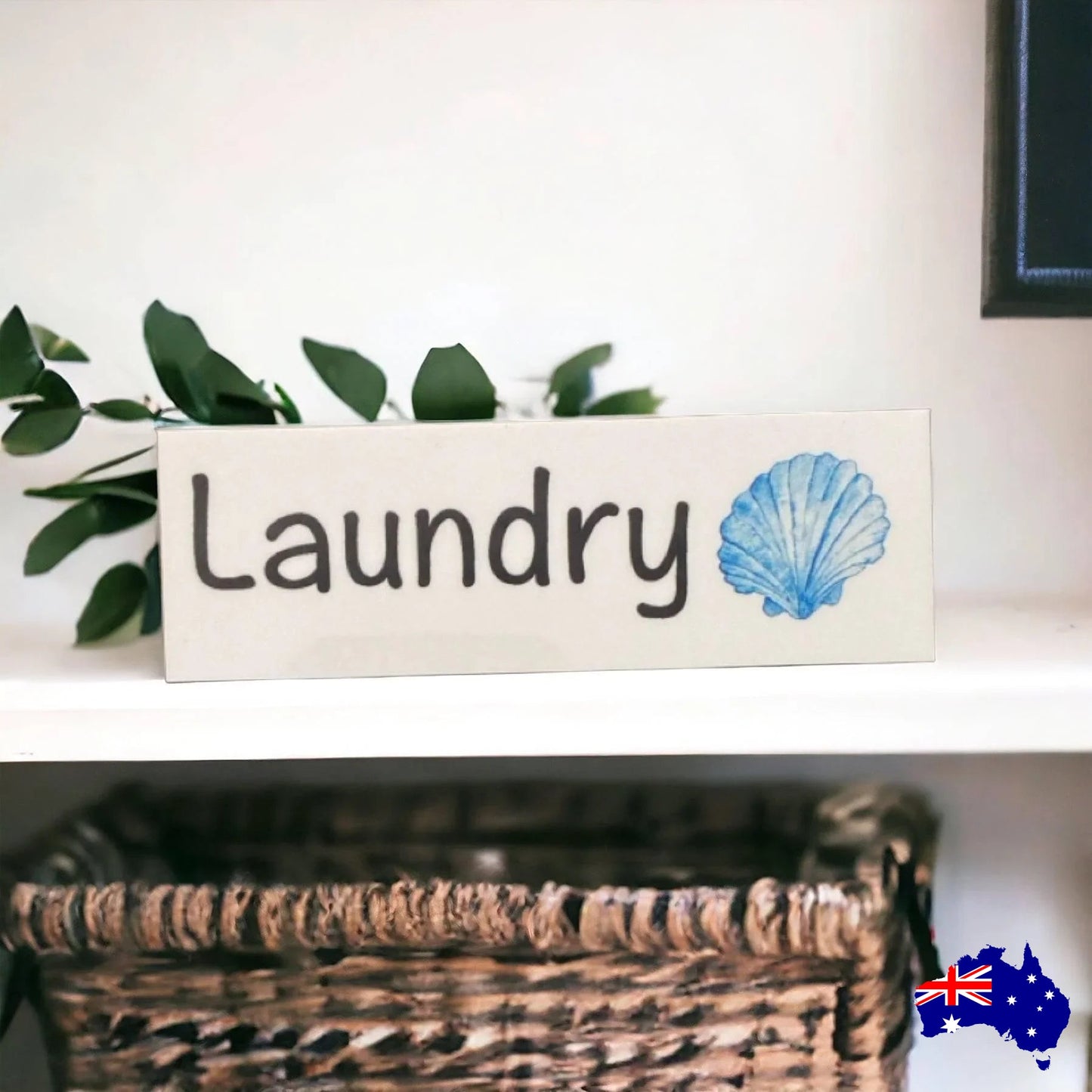 Shell Beach Blue Door Room Sign Toilet Laundry Bathroom - The Renmy Store Homewares & Gifts