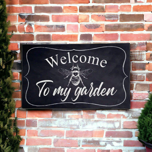 Welcome To My Garden Vintage With Bee Sign - The Renmy Store Homewares & Gifts