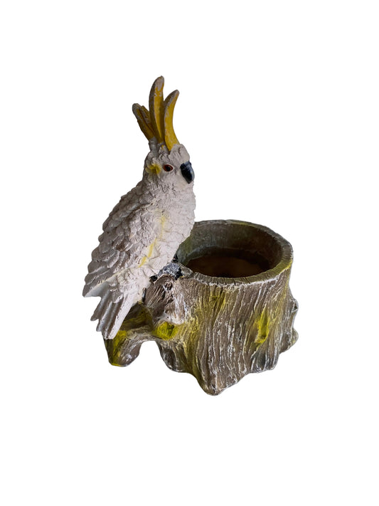 Cockatoo Bird Planter Pot | Resin Hand Painted Planter Australia