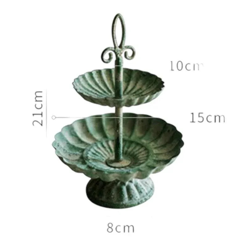 Plate Metal Cake Stand Tiered Country Style - The Renmy Store Homewares & Gifts