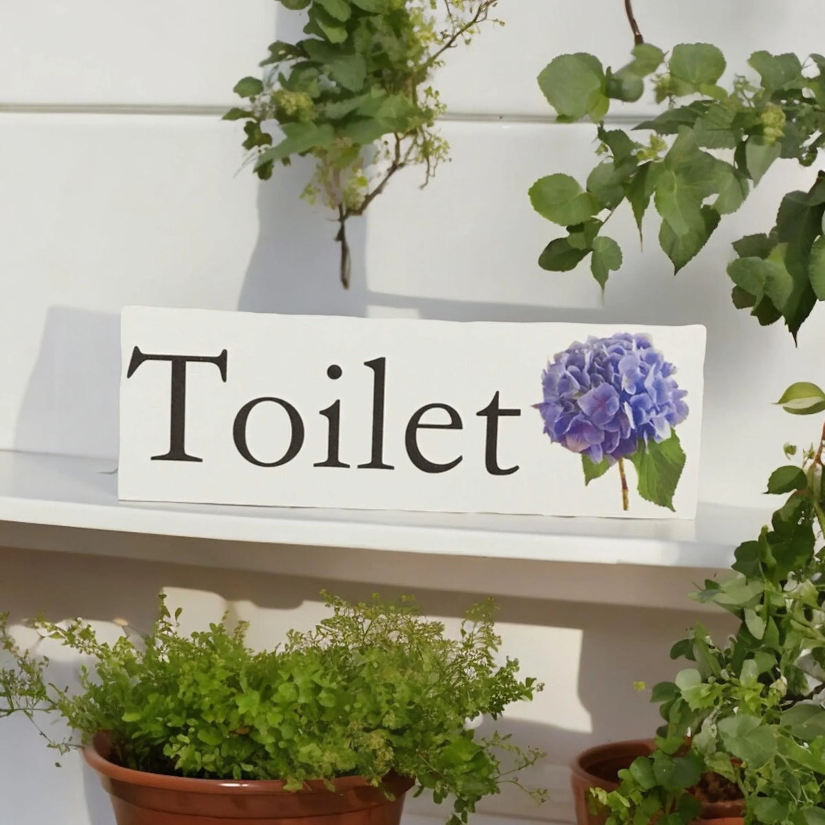Hydrangea Flower Door Sign Toilet Laundry Bathroom - The Renmy Store Homewares & Gifts