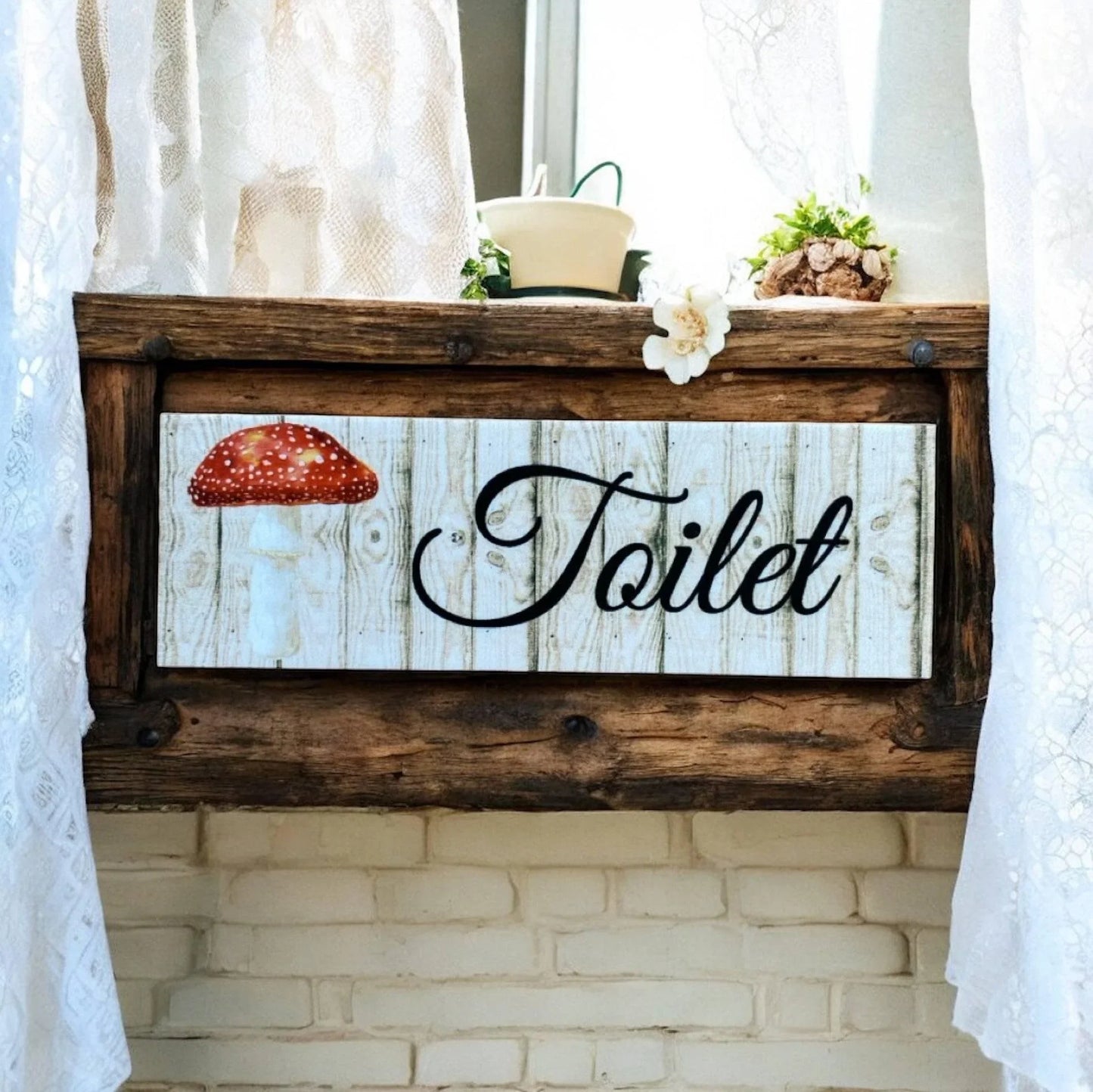 Mushroom Toilet Laundry Bathroom Door Sign - The Renmy Store Homewares & Gifts
