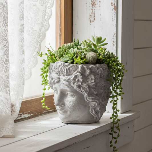Lady Flower Planter Pot | Handmade Concrete Nature Goddess Boho Aussie Made