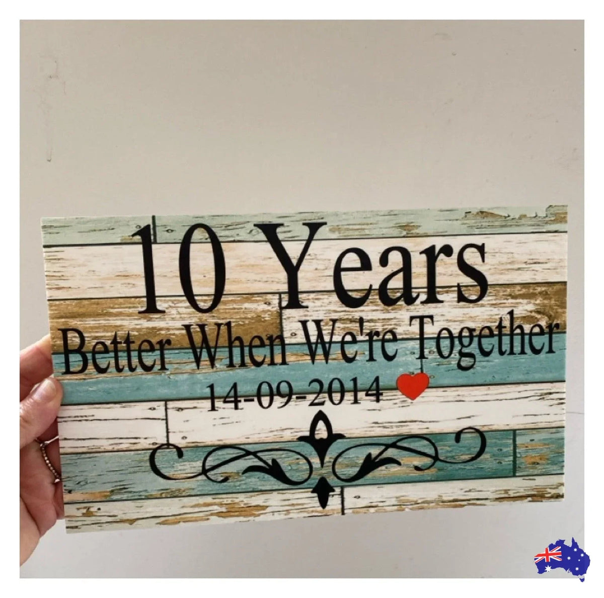 Custom Personalised Blue Timber Look Sign - The Renmy Store Homewares & Gifts
