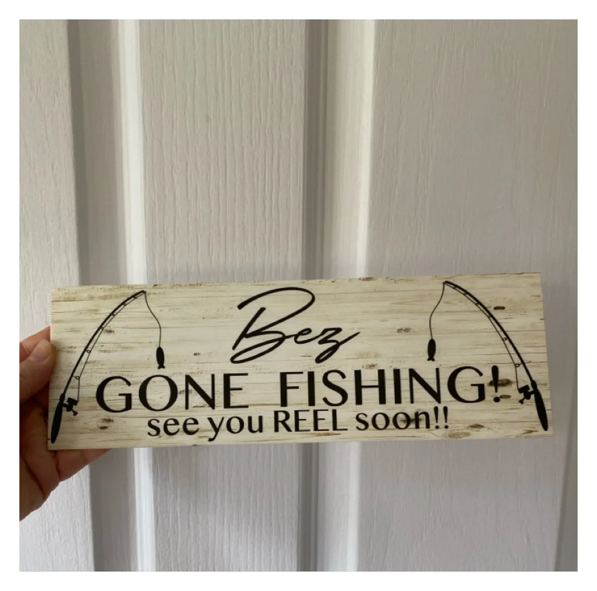 Gone Fishing Rustic Personalised Custom Sign - The Renmy Store Homewares & Gifts
