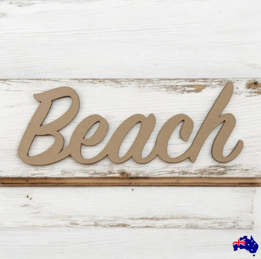 Beach MDF Shape Word Raw Wooden Wall Art - The Renmy Store Homewares & Gifts