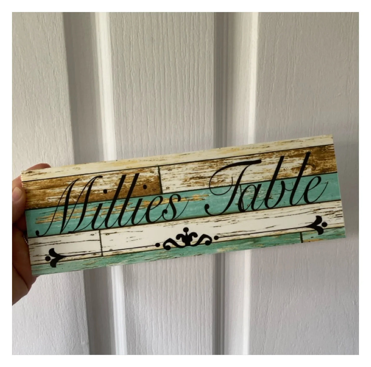 Custom Personalised Rustic Blue Sign Timber Look Aussie Made