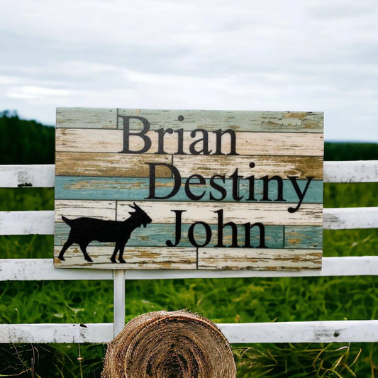 Goat Names Custom Personalised Country Blue Sign - The Renmy Store Homewares & Gifts