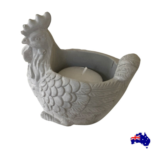 Rooster Tealight Candle Holder Aussie Handmade Concrete