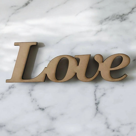 Love MDF Shape Word Raw Wooden - The Renmy Store Homewares & Gifts