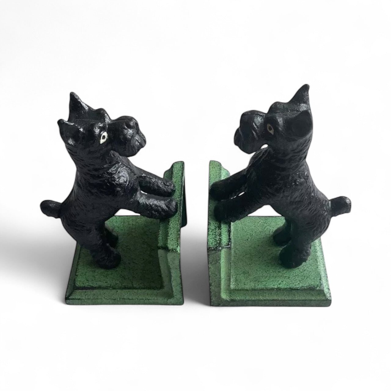 Scottish Scotty Highland Dog Bookends - Cast Iron - Vintage Desk Decor
