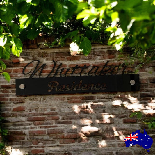 Personalised Residence Family Surname Black House Custom Script Sign - The Renmy Store Homewares & Gifts