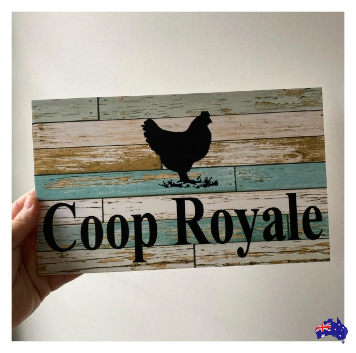 Chicken Hen Custom Personalised Sign Rustic Blue - The Renmy Store Homewares & Gifts