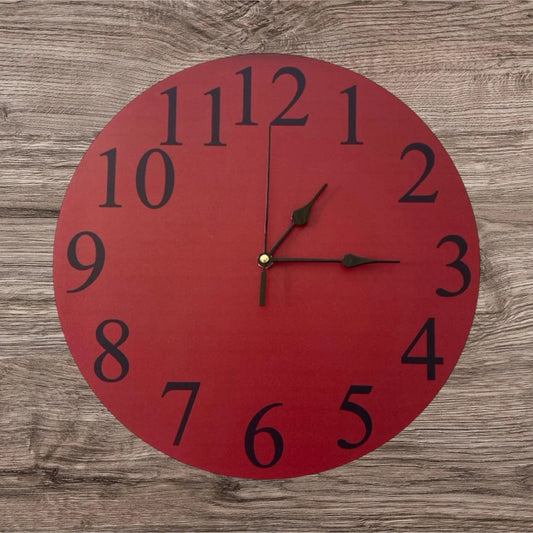 Clock Wall Maroon Red Aussie Made - The Renmy Store Homewares & Gifts