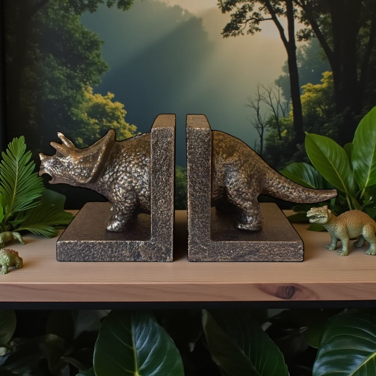 Triceratops Dinosaur Cast Iron Bookends 21cm x 8cm x 9cm