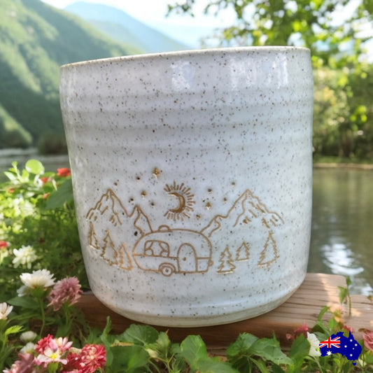 Mug Cup Camping Caravan Pottery Ceramic Aussie Made - The Renmy Store Homewares & Gifts