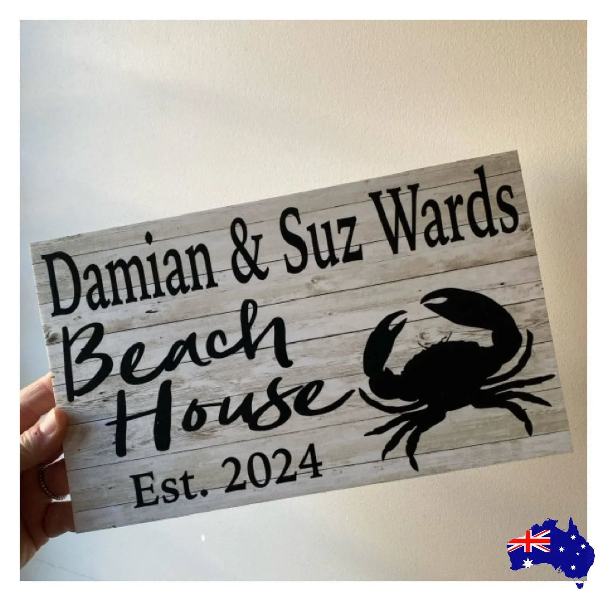 Beach House Est. Custom Name Crab Sign - The Renmy Store Homewares & Gifts