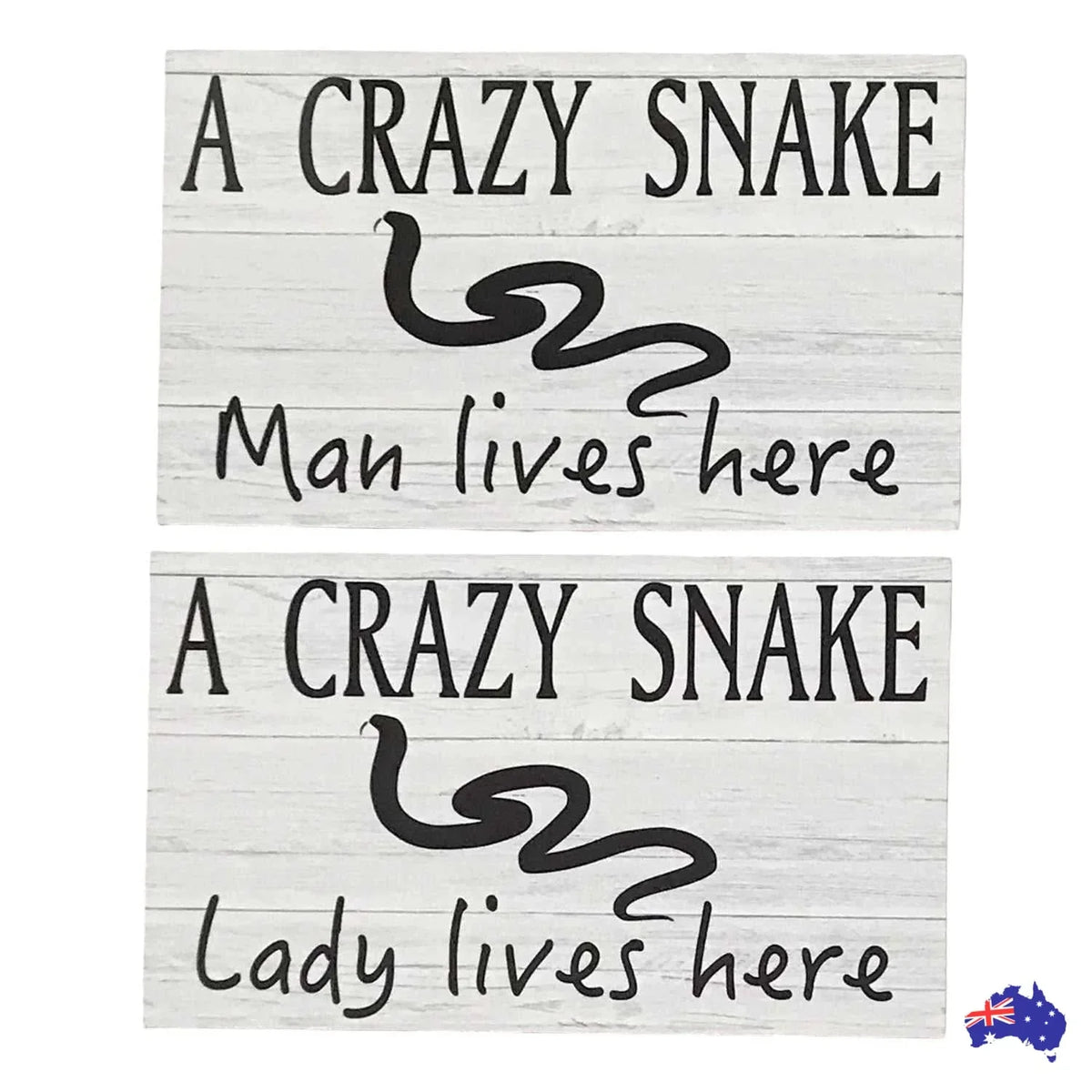 Crazy Snake Lady or Man Live Here Sign - The Renmy Store Homewares & Gifts