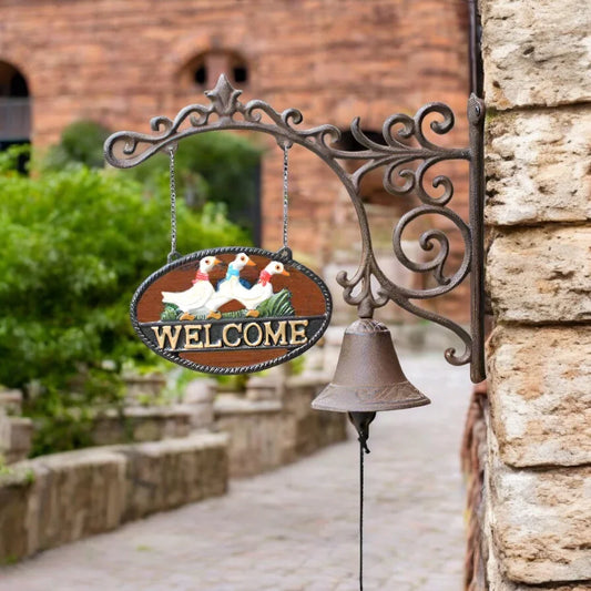 Welcome Doorbell Bell Cast Iron Entrance Duck Family - The Renmy Store Homewares & Gifts