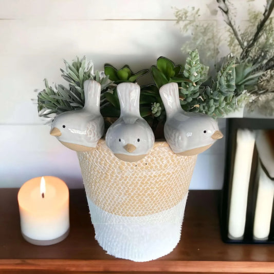 Bird Pot Sitter Hanger Planter x 3 French White - The Renmy Store Homewares & Gifts