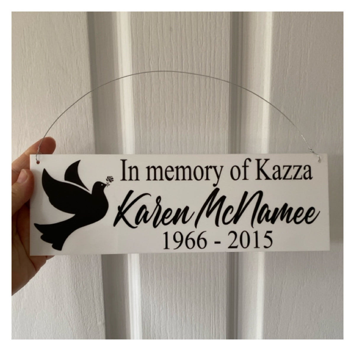 Memorial In Memory Of Dove Acrylic Sign | Personalised Sympathy Remembrance Tribute | Australian Made