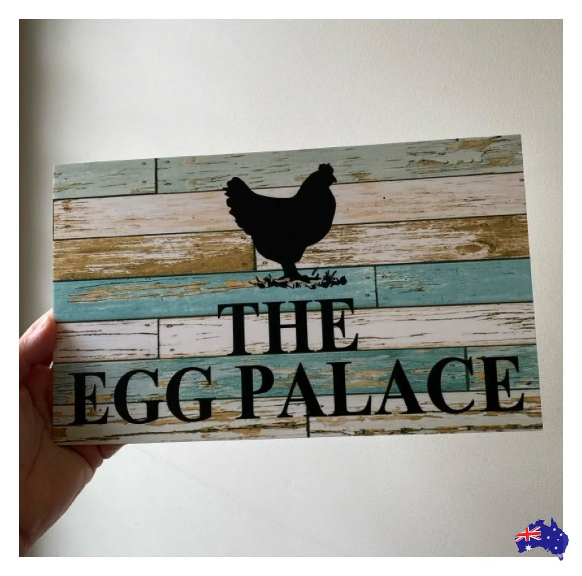 Chicken Hen Custom Personalised Sign Rustic Blue - The Renmy Store Homewares & Gifts