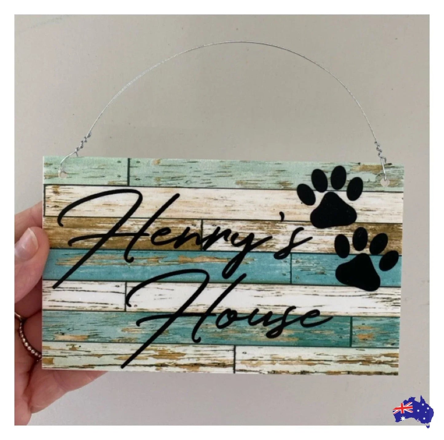 Dog Cat Paws Pet Blue Script Custom Sign - The Renmy Store Homewares & Gifts